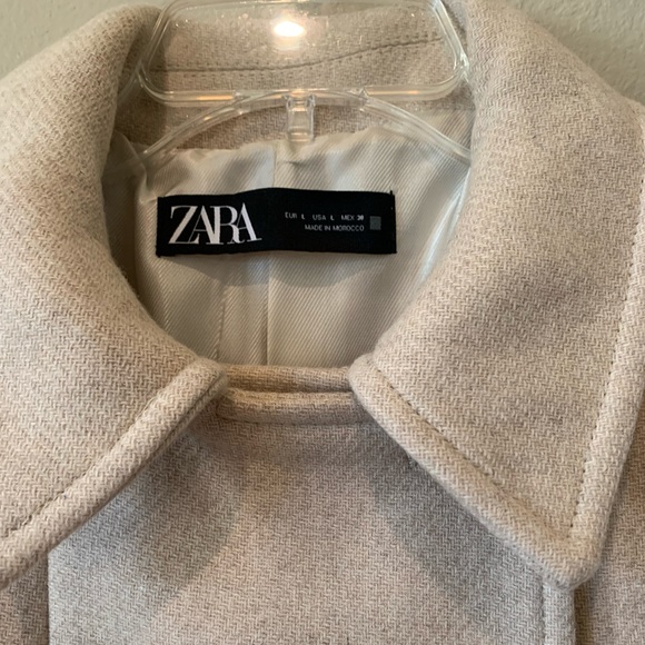 ZARA Wool Double Breasted Peacoat Tan Large - Picture 5 of 10